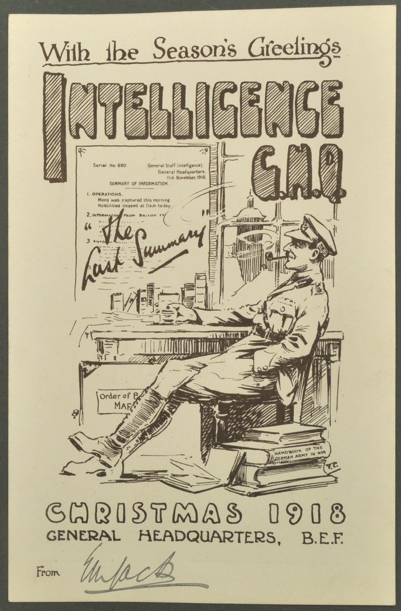 With the Seasons Greetings, Intelligence G.H.Q., Joulu 1918, E. M. Jack, 1918 tekijältä English Photographer