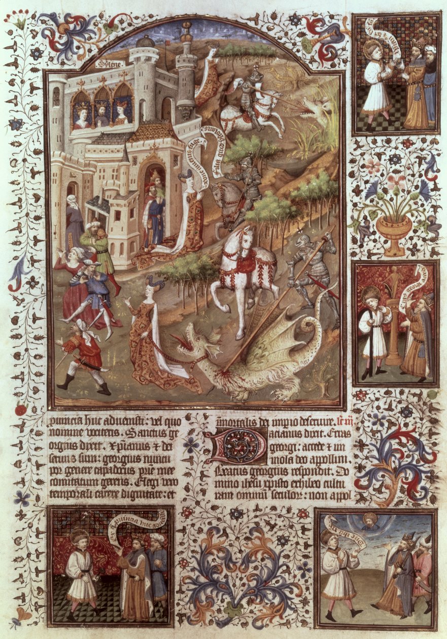 17294, fol 448 St. George tappaa lohikäärmeitä tekijältä English School