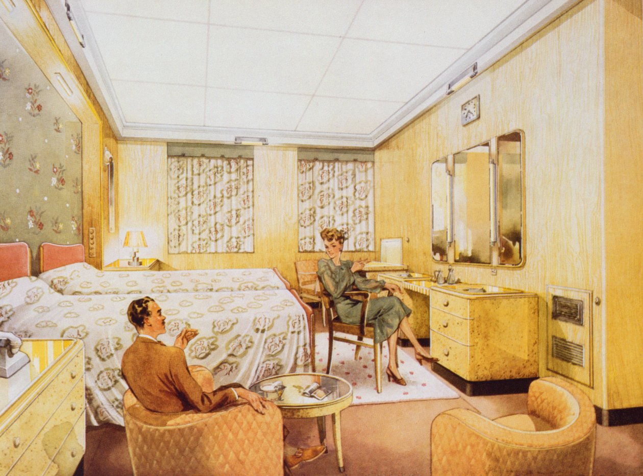 Makuuhuone RMS Caroniassa, n. 1950 tekijältä English School