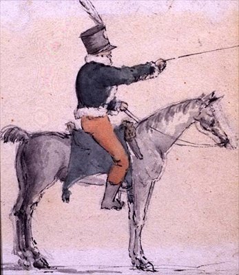 Poikassotilas hevosen selässä, n. 1820 (akvarelli paperille) tekijältä English School