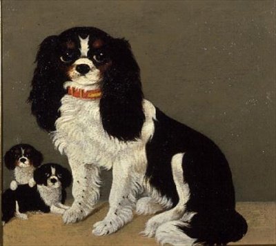Cavalier King Charles Spaniel pentujen kanssa (pari 64046) tekijältä English School
