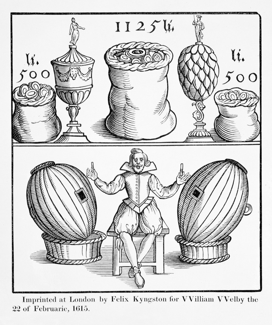 Julistus, jolla vahvistetaan Virginian suuren arvonnan seuraavan arvonnan päivämäärä, painettu Felix Kyngston William Welbylle, Lontoo, 1615 tekijältä English School