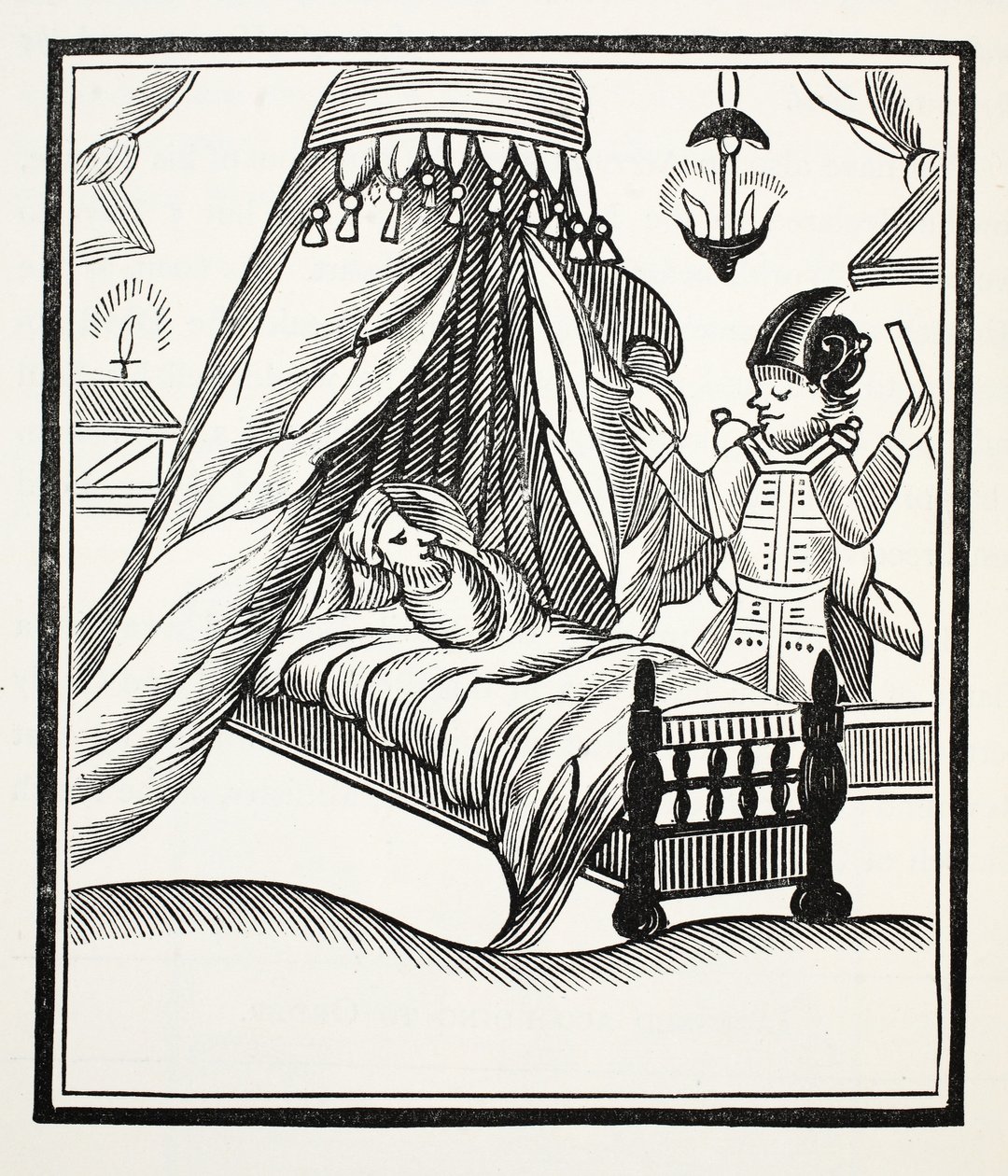Täydellinen, tosi ja erityinen kertomus, kuvitus John Ashtonin kirjasta Chap-books of the Eightenth Century, pub. 1882 tekijältä English School