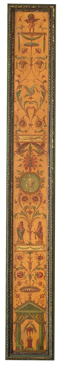 George III -tyylinen kirjahylly, n. 1880 (kullattu, vihreä ja monivärinen puu) tekijältä English School