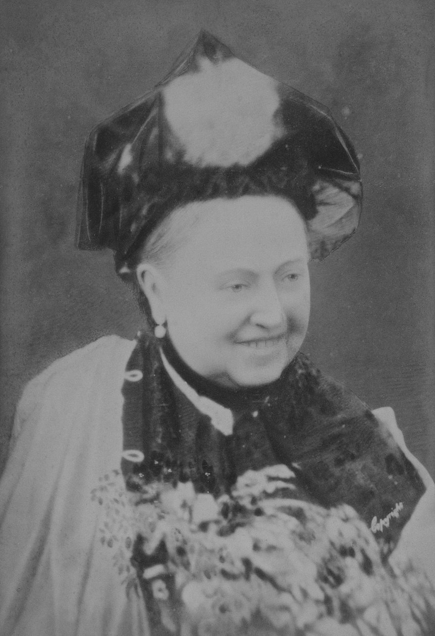 Juhlavuoden muotokuva kuningatar Victoriasta (1819-1901) nauraen, 21. kesäkuuta 1887 (seepiakuva) tekijältä English School
