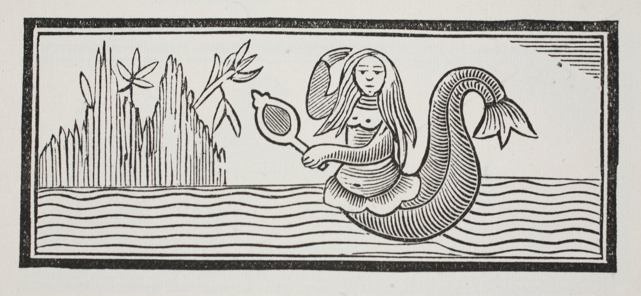 Merenneito, joka merkitsee tuhoa merimiehille, kuvitus John Ashtonin kirjasta Chap-books of the Eightenth Century, pubi. 1882 tekijältä English School