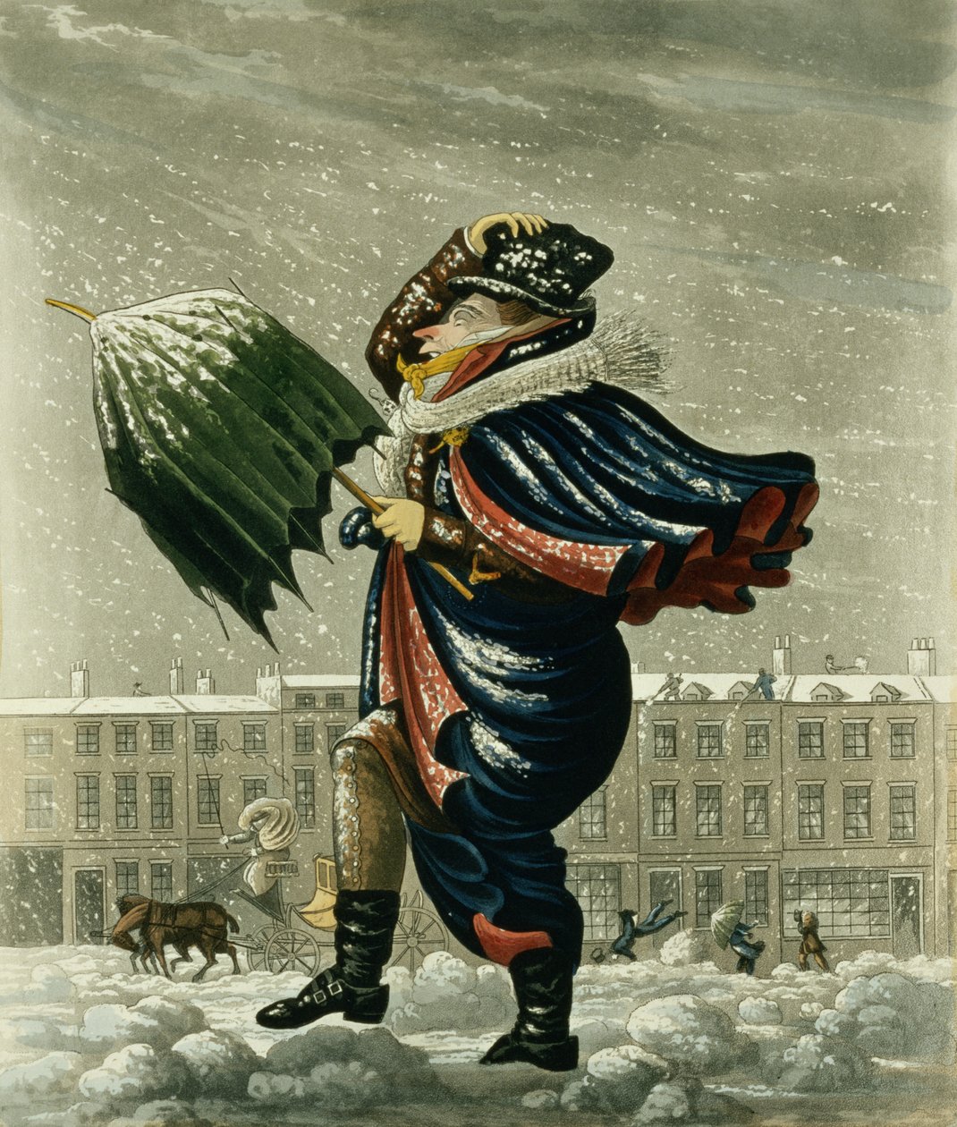 Hyvää joulua ja onnellista uutta vuotta Lontoossa, kaiverrus G. Hunt, 1827 tekijältä English School