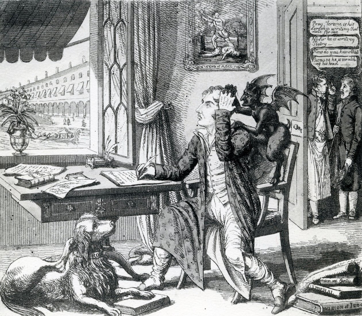 Jalo runoilija - Raapii ideoitaan, julkaissut J. Johnston, 1823 tekijältä English School