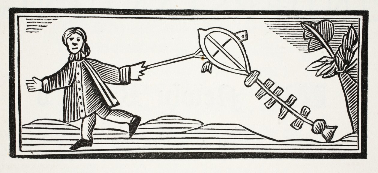 Paperileija, joka sopii korkeaan ilmaan, kuvitus John Ashtonin pubista Chap-books of the Eightenth Century. 1882 tekijältä English School