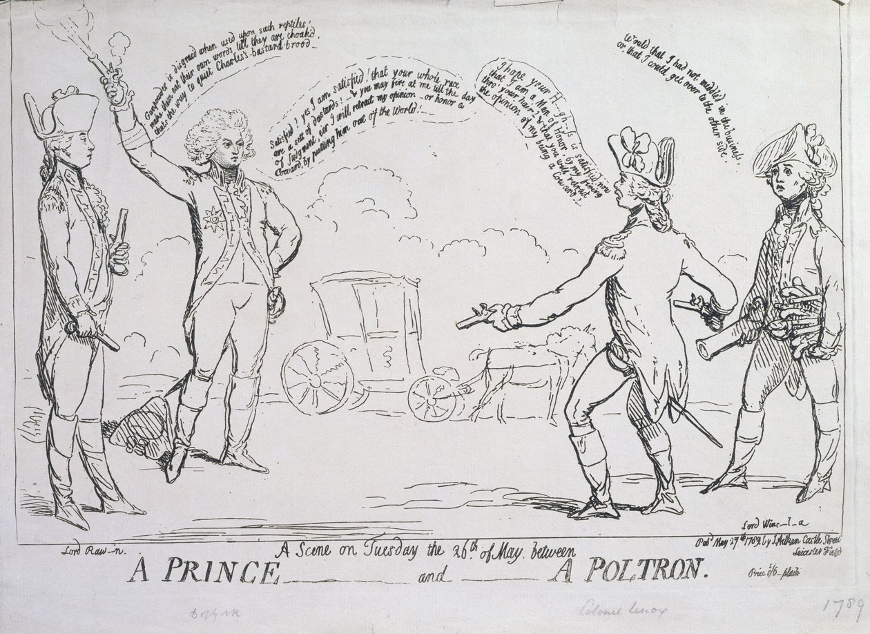 Prinssi ja poltron, julkaissut J. Aitken vuonna 1789 tekijältä English School