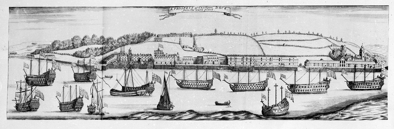 Chatham Dockin mahdollisuus Finsbery Windmilliltä (kaiverrus) tekijältä English School