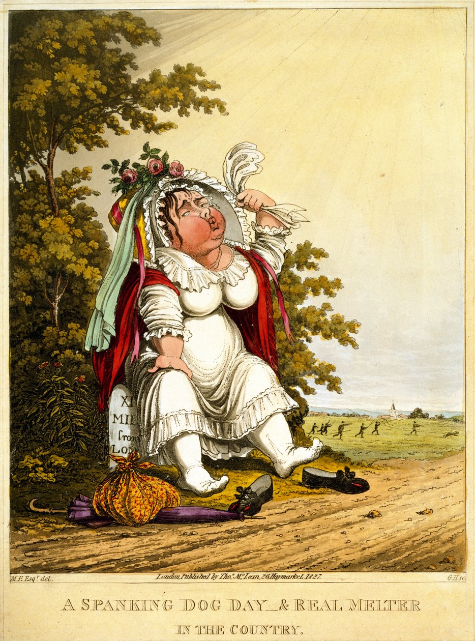 A Spanking Dog Day & Real Sulter in the Country, kaiverrus George Hunt, julkaisija Thomas McLean, Lontoo, 1827 tekijältä English School