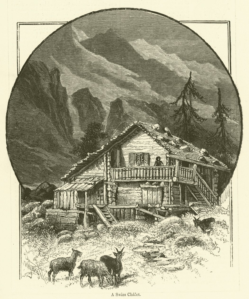Sveitsiläinen mökki (kaiverrus) tekijältä English School