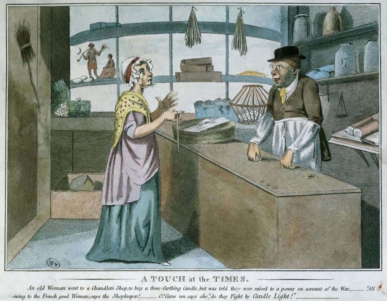 Touch at the Times, karikatyyri Ranskan saarrosta, maaliskuu 1805 tekijältä English School