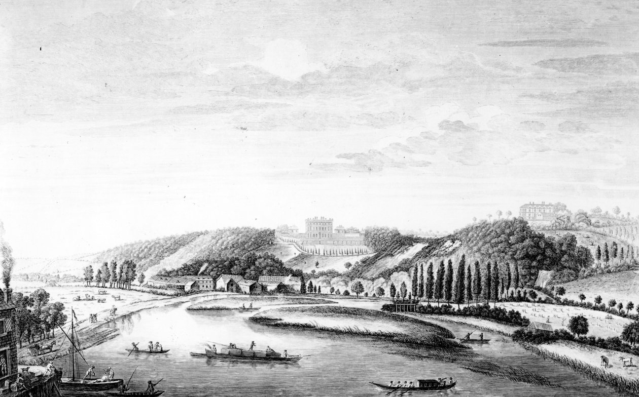 Näkymä Clivedenin talosta otettu Maidenhead Bridgeltä, n. 1780 tekijältä English School