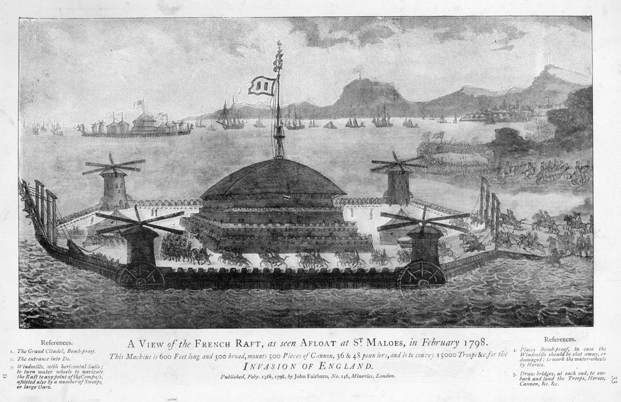 Näkymä ranskalaisesta lautasta St. Malossa, helmikuussa 1798 (akvatinta) tekijältä English School