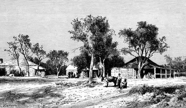 Village on the Darling Downs, Queensland, Australia, "Australian Pictures", pub. The Religious Tract Societyn toimesta tekijältä English School
