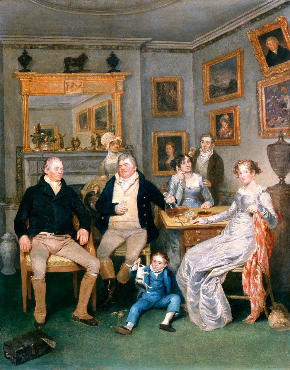 Perhekohtaus kodin sisustuksessa, n. 1815-20 tekijältä English School