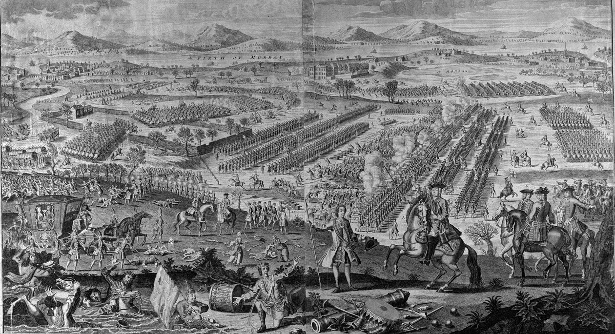 Perspektiivikuva upeasta Drunmossie Moorin taistelusta 16. huhtikuuta 1746 1746 tekijältä English School