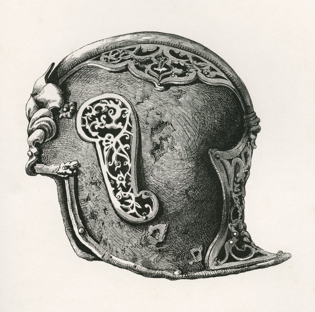 Sallet, eli salade- tai schaller-sotakypärä, A.D. 1450, British Army: Its Origins, Progress and Equipment, julkaistu 1868. tekijältä English School