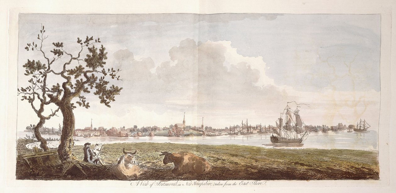 Näkymä Portsmouthista New Hampshiressa, otettu East Shoresta, 1774-1779 tekijältä English School