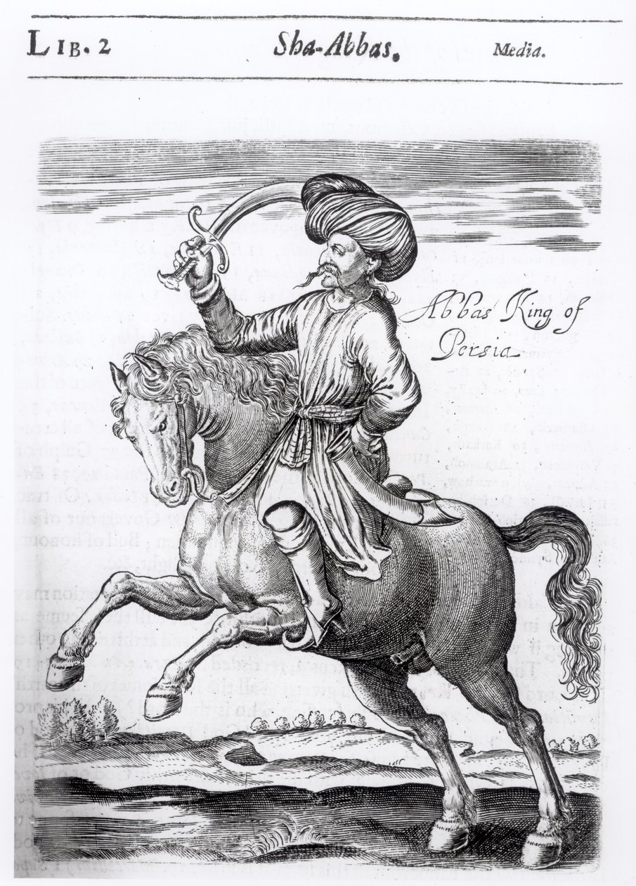 Abbas, Persian kuningas, Sir Thomas Herbertin (1606-82) teoksesta "Muutama vuosi matkoja Aasian ja Afrikan eri osiin", 1638 tekijältä English School