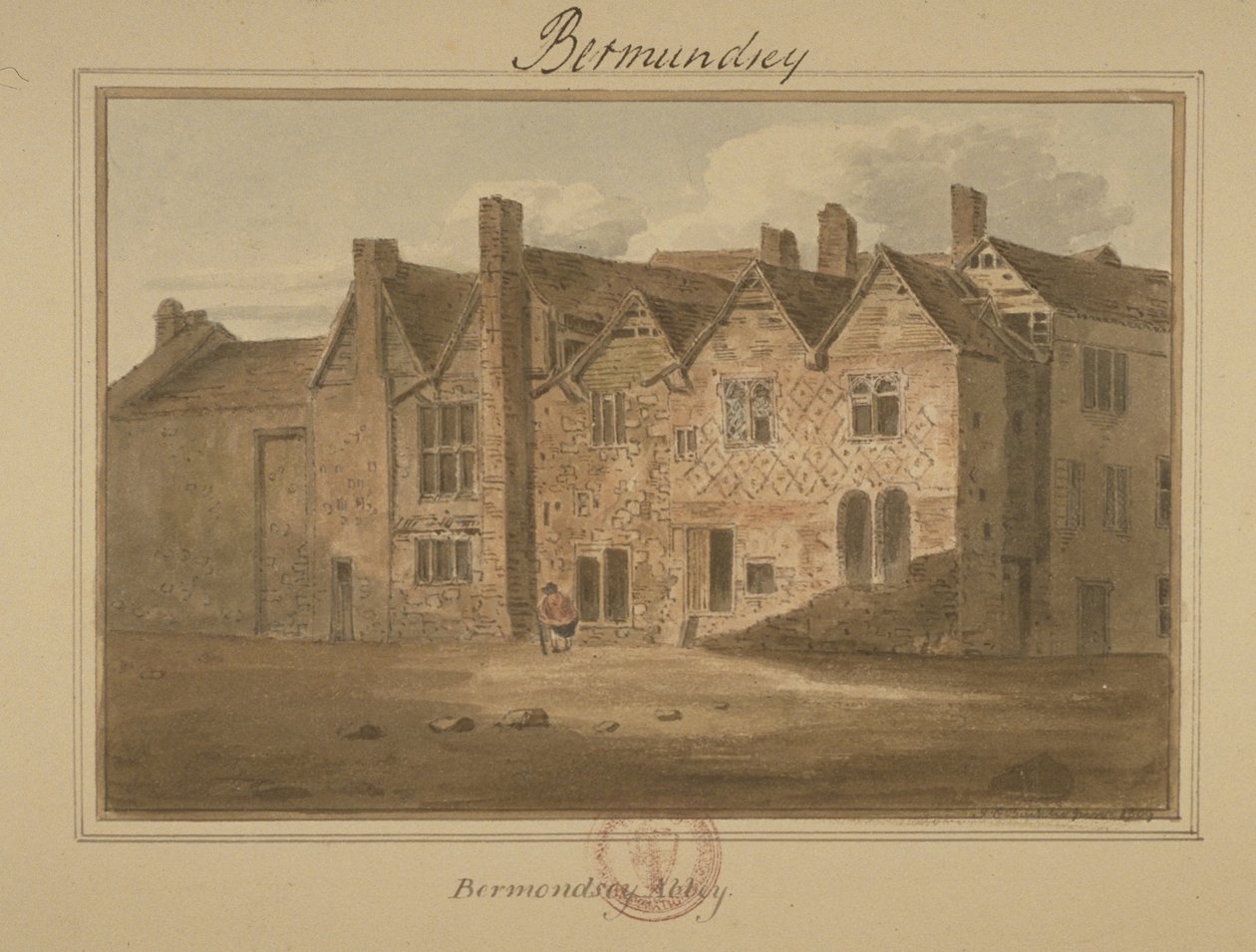 Abbey of St Saviour, Bermondsey, 1809 (wc paperilla) tekijältä English School