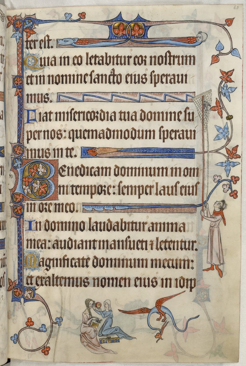 Lisätä. 42130, f.63 Nainen wc:ssä, kuvitus teoksesta "The Luttrell Psalter", n.1321-35 (vellum) tekijältä English School