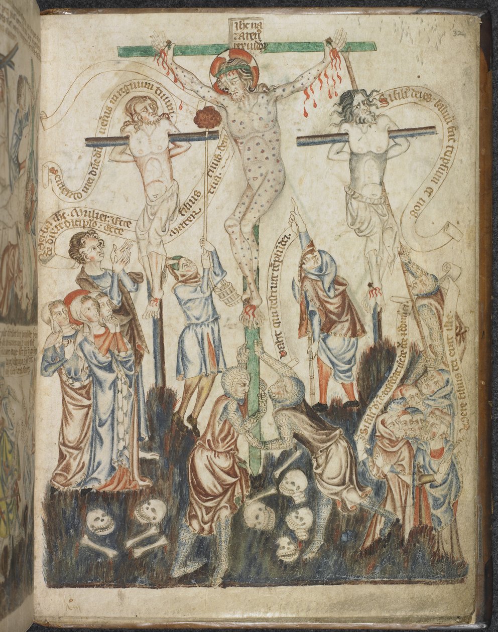 Lisätä. 47682, f.32, Ristiinnaulitseminen, Holkham Bible Picture Bookista, n.1320-30 (vellum) tekijältä English School