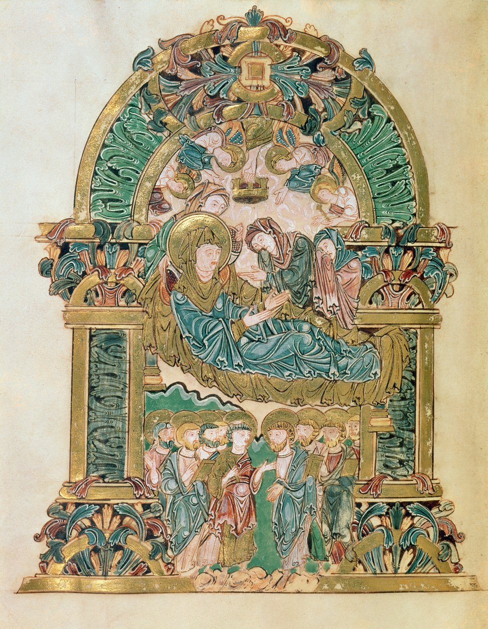 Lisää 49598 f.102v Assumption of the Virgin, St. Aethelwold, Winchester, n. 980 (vellum) tekijältä English School