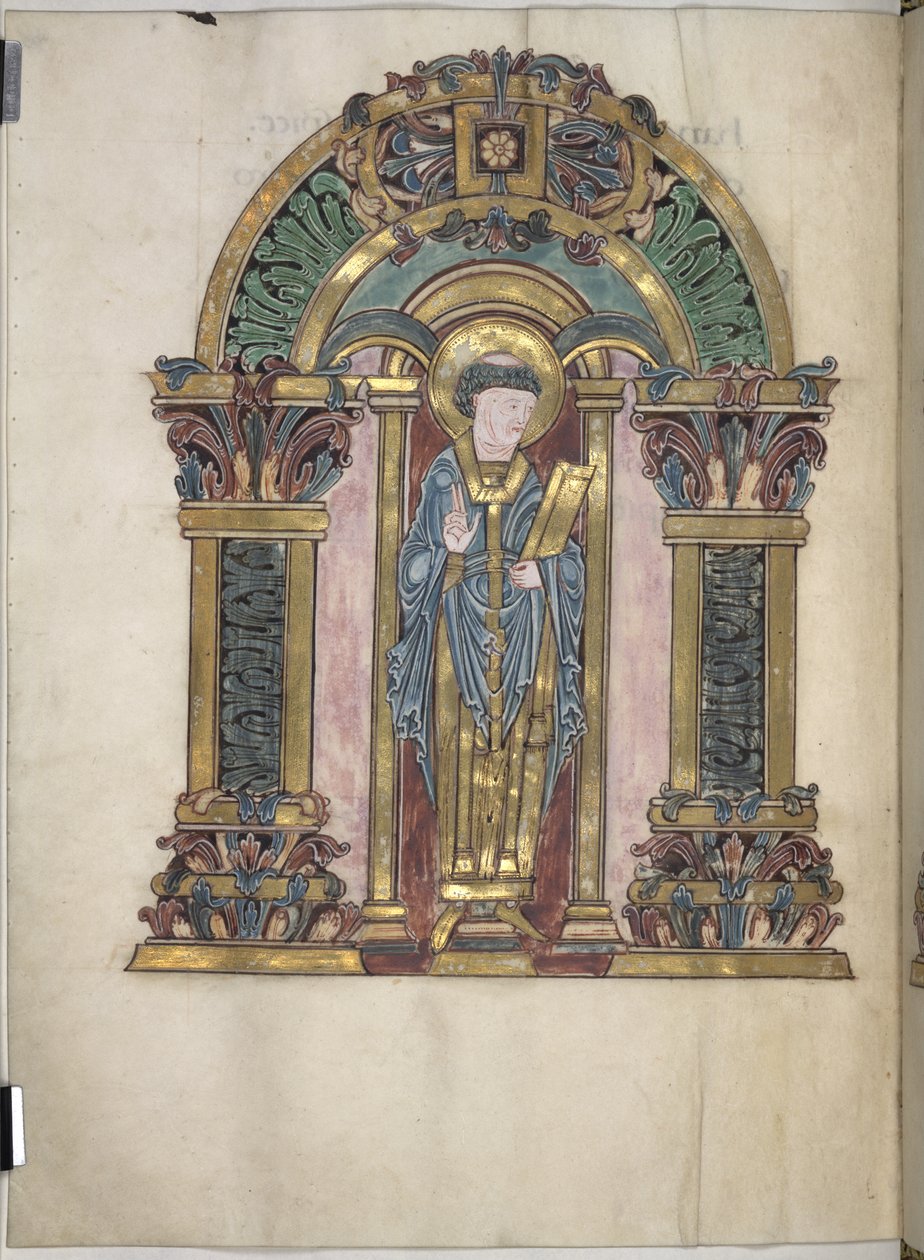 Lisätä. 49598, f.97v, St Swithun, Benedictional of St Aethelwold, 971-984 (vellum) tekijältä English School