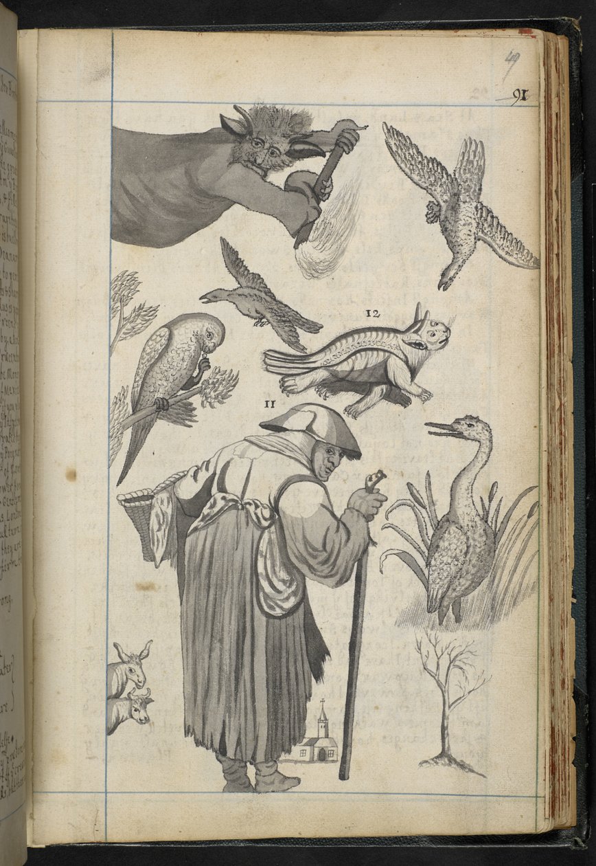 Lisää MS 32496 f.49r Kuvitus julkaisusta "Nituuden diskurssi sellaisena kuin se esiintyi Fuystonen Edward Fairfaxin perheessä" (kaiverrus) tekijältä English School
