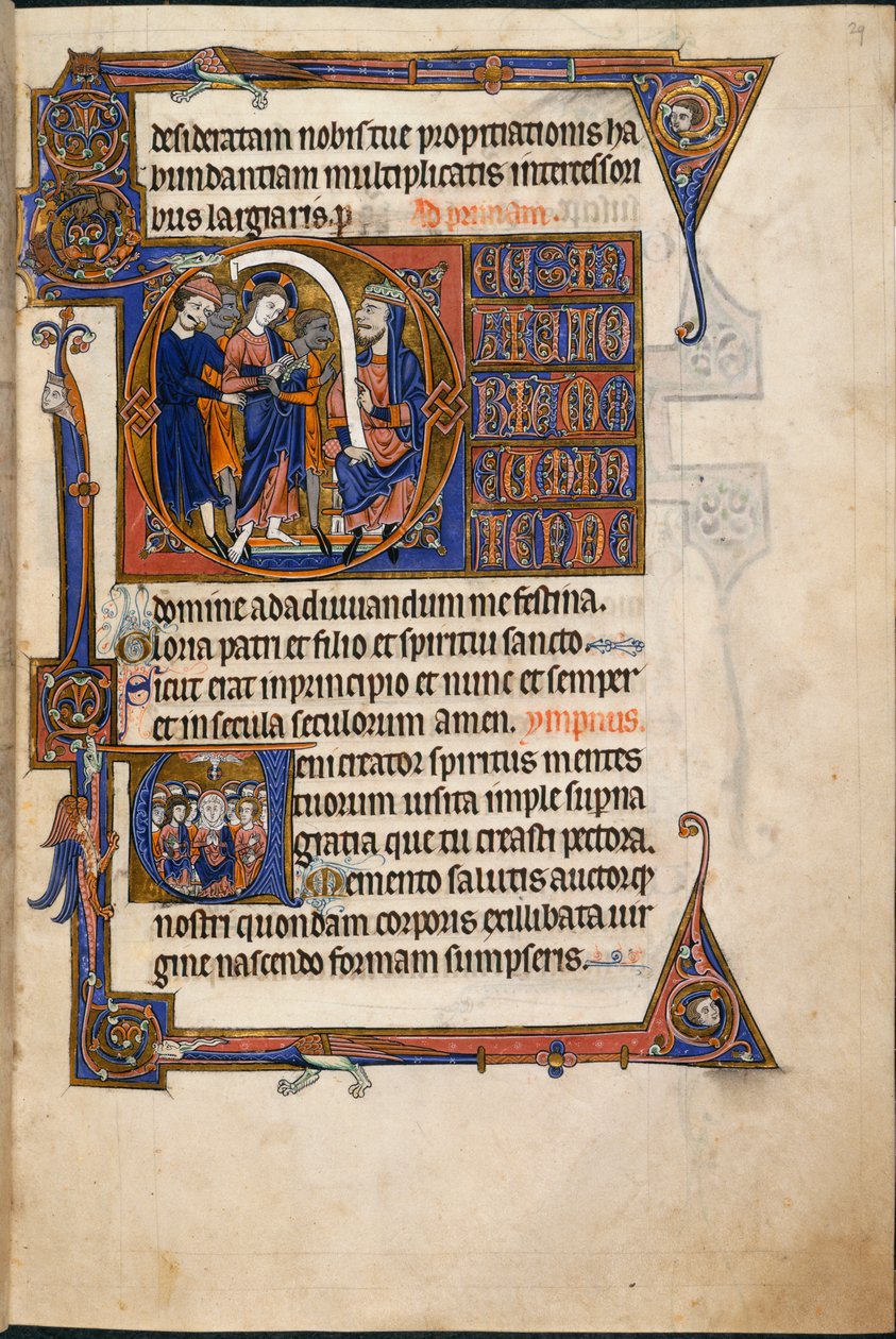 Lisää MS 48985 f.29r, Jeesus ennen Kaifasta, Salvin Hoursissa tekijältä English School