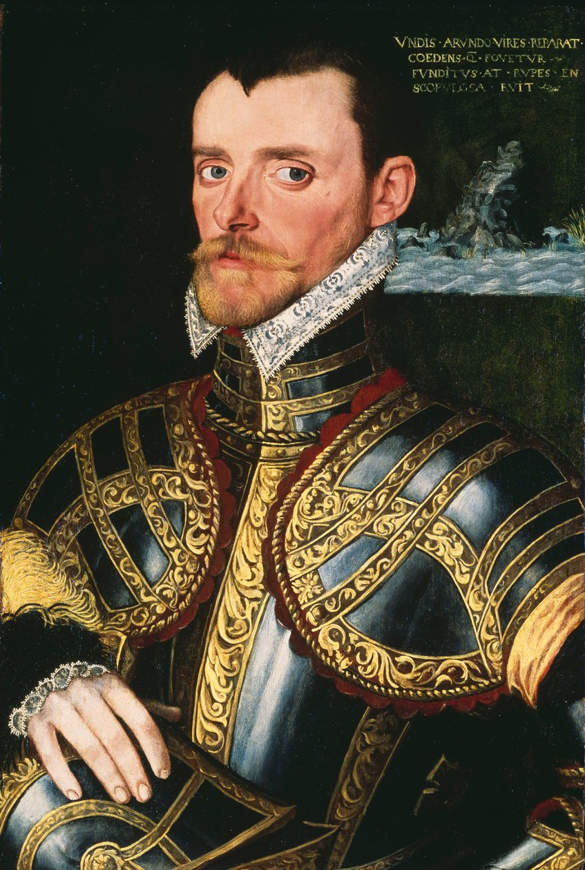 Amiraali Sir Richard Hawkins (1532-1595), noin 1590 (öljy paneelille). tekijältä English School
