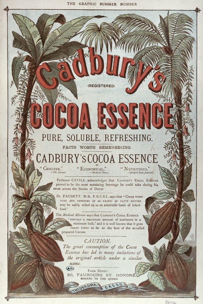 Mainos Cadburys Cocoa Essencelle, The Graphic, 1878 tekijältä English School