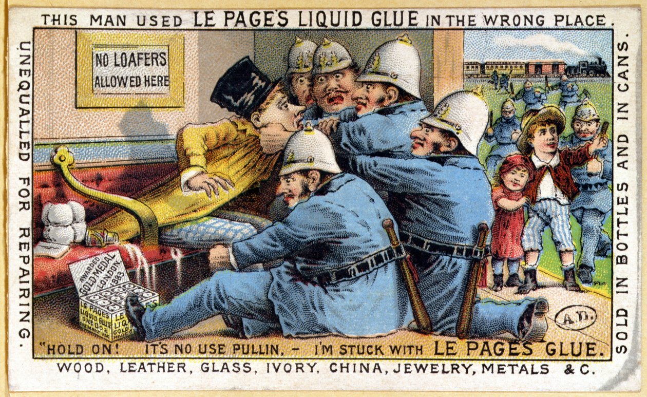 Mainos Le Pages Liquid Glue, n. 1890 tekijältä English School