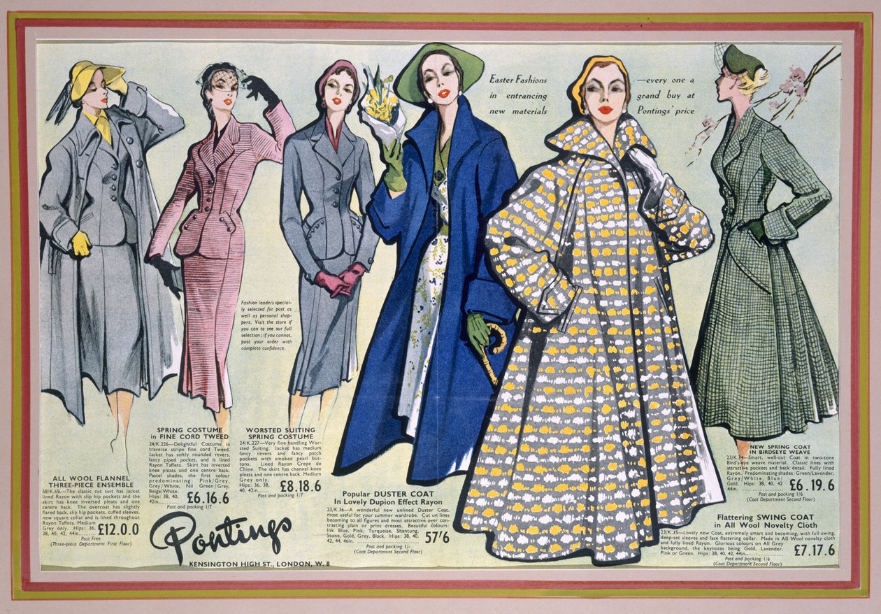 Mainos Pontings Spring Collectionista, 1950-luku tekijältä English School