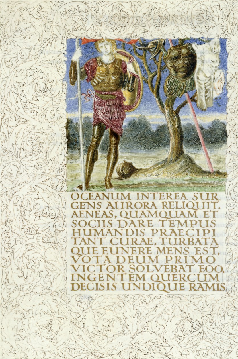 Aeneas seisoo kuningas Mezentiuksen saaliin vieressä, 1874-1919 tekijältä English School