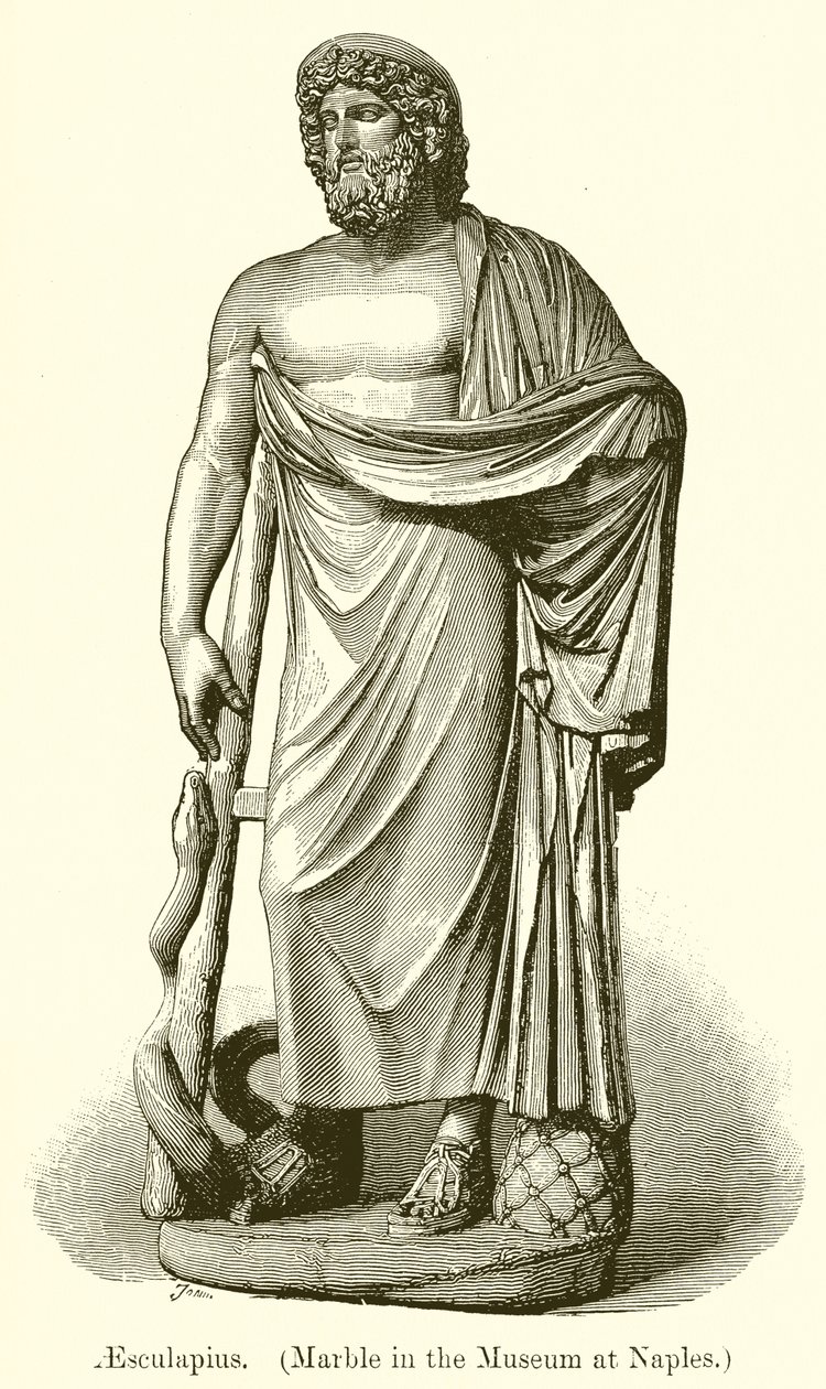 Aesculapius (Napolin museossa oleva marmori) (kaiverrus). tekijältä English School