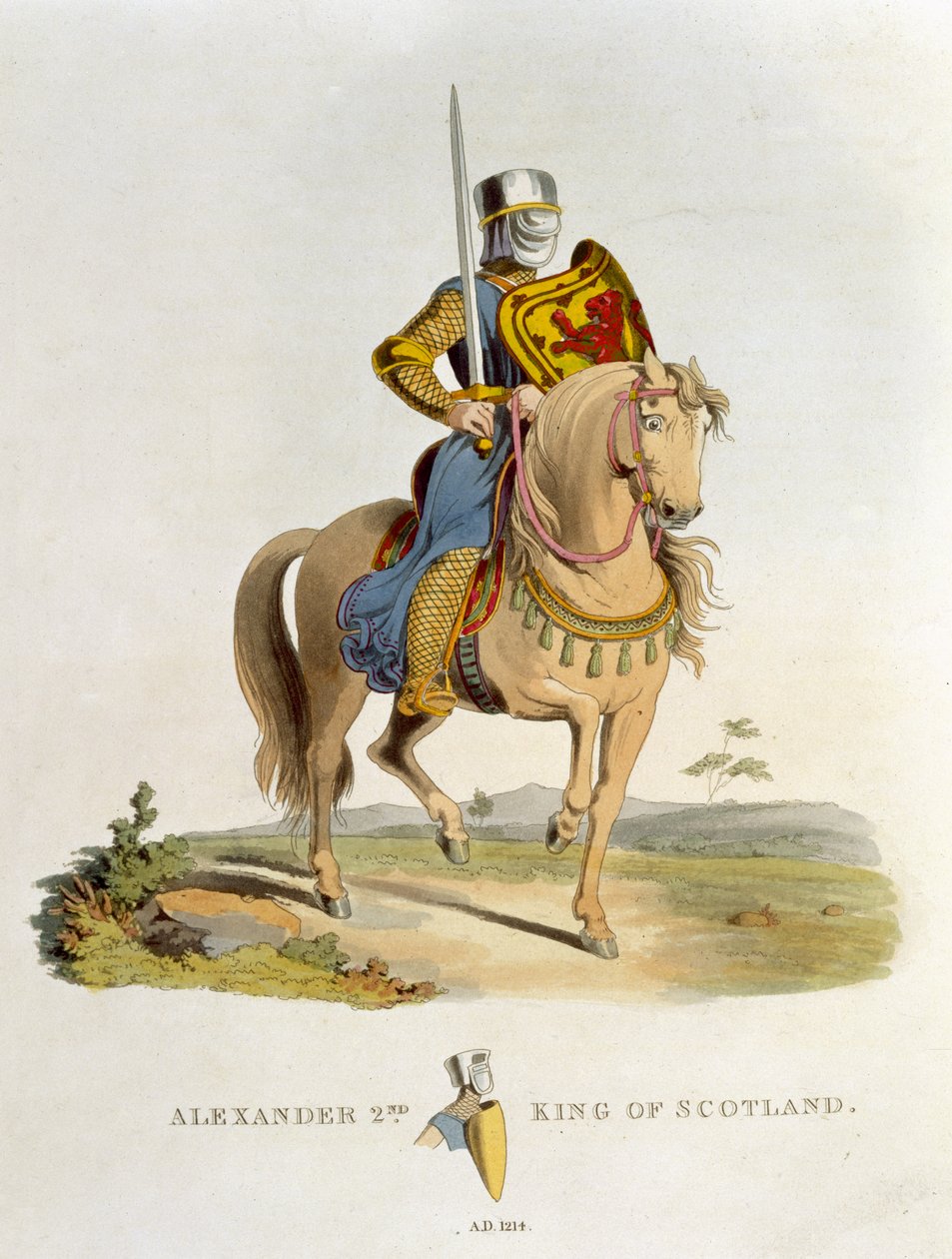 Aleksanteri II, Skotlannin kuningas (1198-1249) 1214, Samuel Rush Meyrickin Ancient Armourista, 1824 tekijältä English School