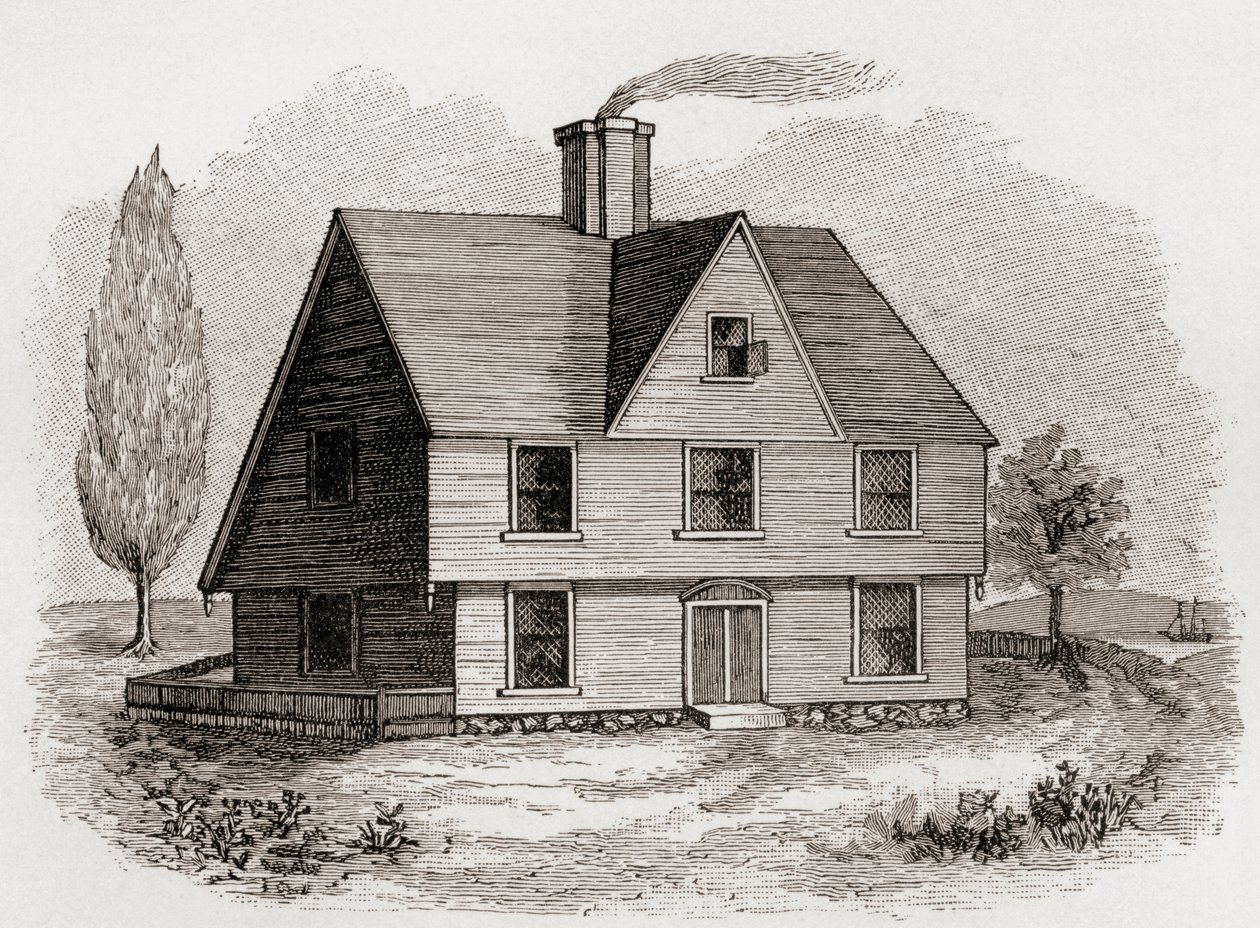 Allyn House, New Plymouth, Pohjois-Amerikka, J. R. Greenin teoksesta A Short History of the English People, julkaistu vuonna 1893 tekijältä English School