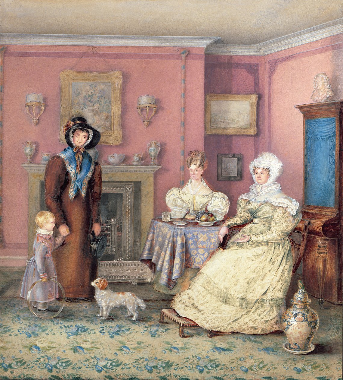 Englantilainen William IV:n olohuone loppukesällä, n. 1830 (wc paperilla) tekijältä English School