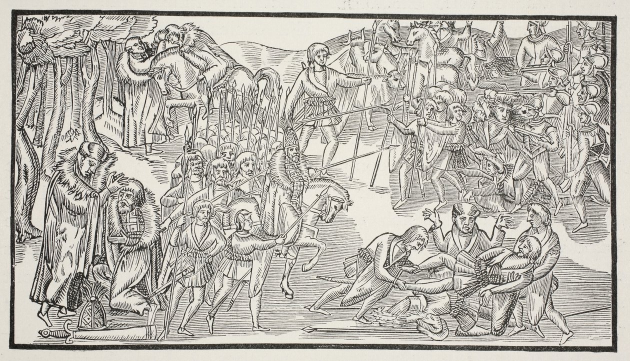Irlannin päälliköiden viimeinen taistelu, 1581 (seepiakuva) tekijältä English School