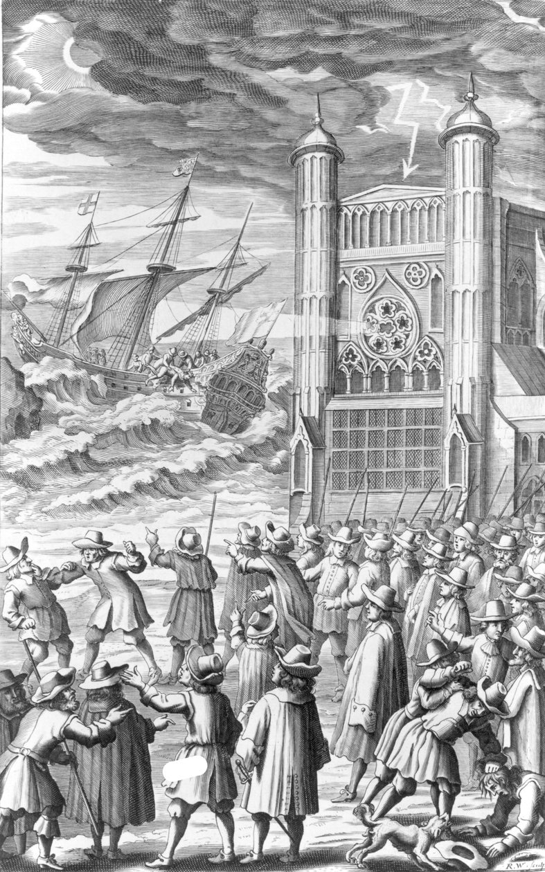 Allegoria kuningas Kaarle I:tä ympäröivistä tapahtumista vuonna 1649, 1600-luvulla tekijältä English School