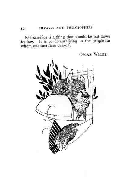 Ote Oscar Wilden (1854-1900) kirjasta "Phrases and Philosophies" (litografia) (s/w-kuva). tekijältä English School
