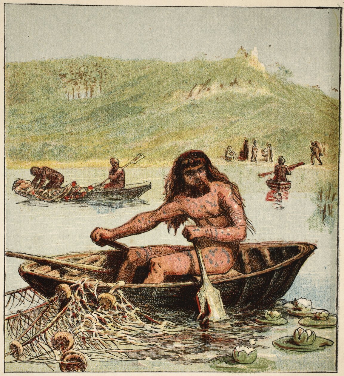 Muinainen britti veneessään, pubissa. 1890 (värilitografia) tekijältä English School