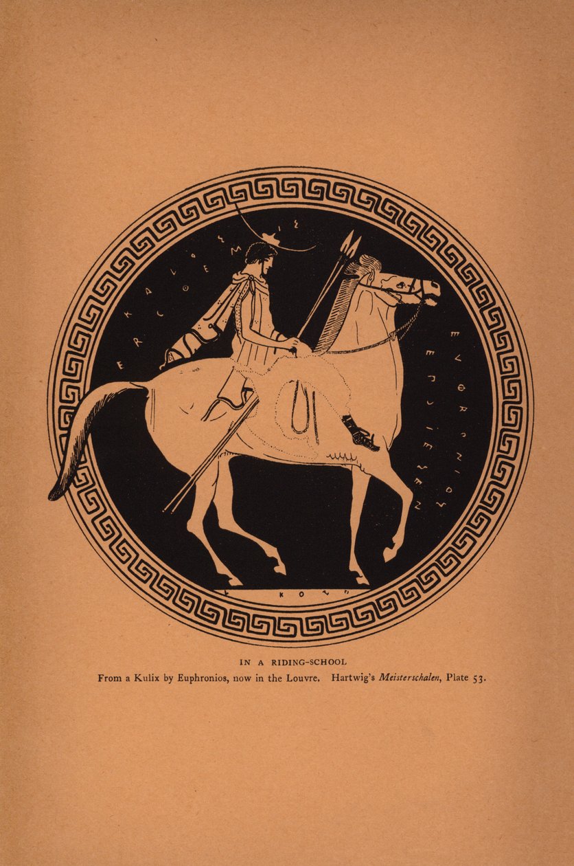 Antiikin Kreikan koulutus: Ratsastuskoulussa (litografia): Ratsastuskoulussa (litografia) tekijältä English School