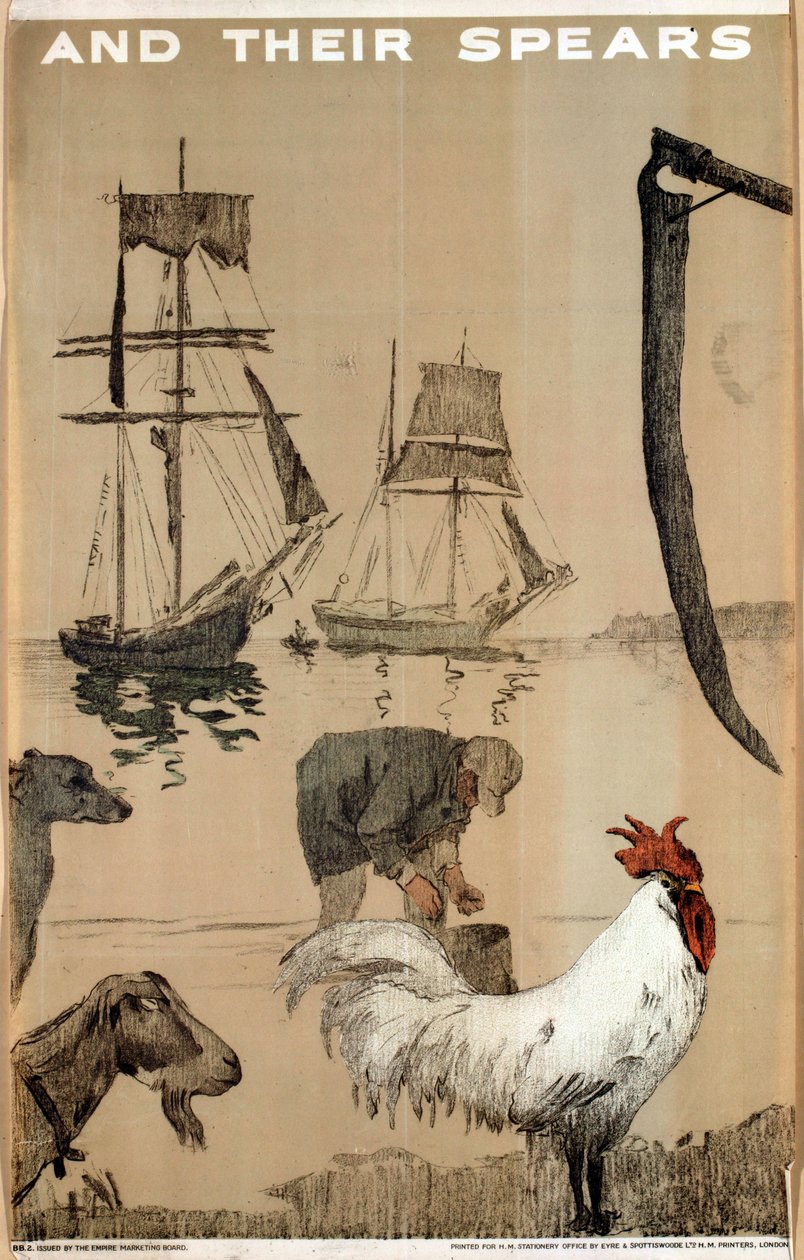 Ja heidän keihäänsä sarjasta "Imperiumi seisoo rauhassa" (väri litho) tekijältä English School
