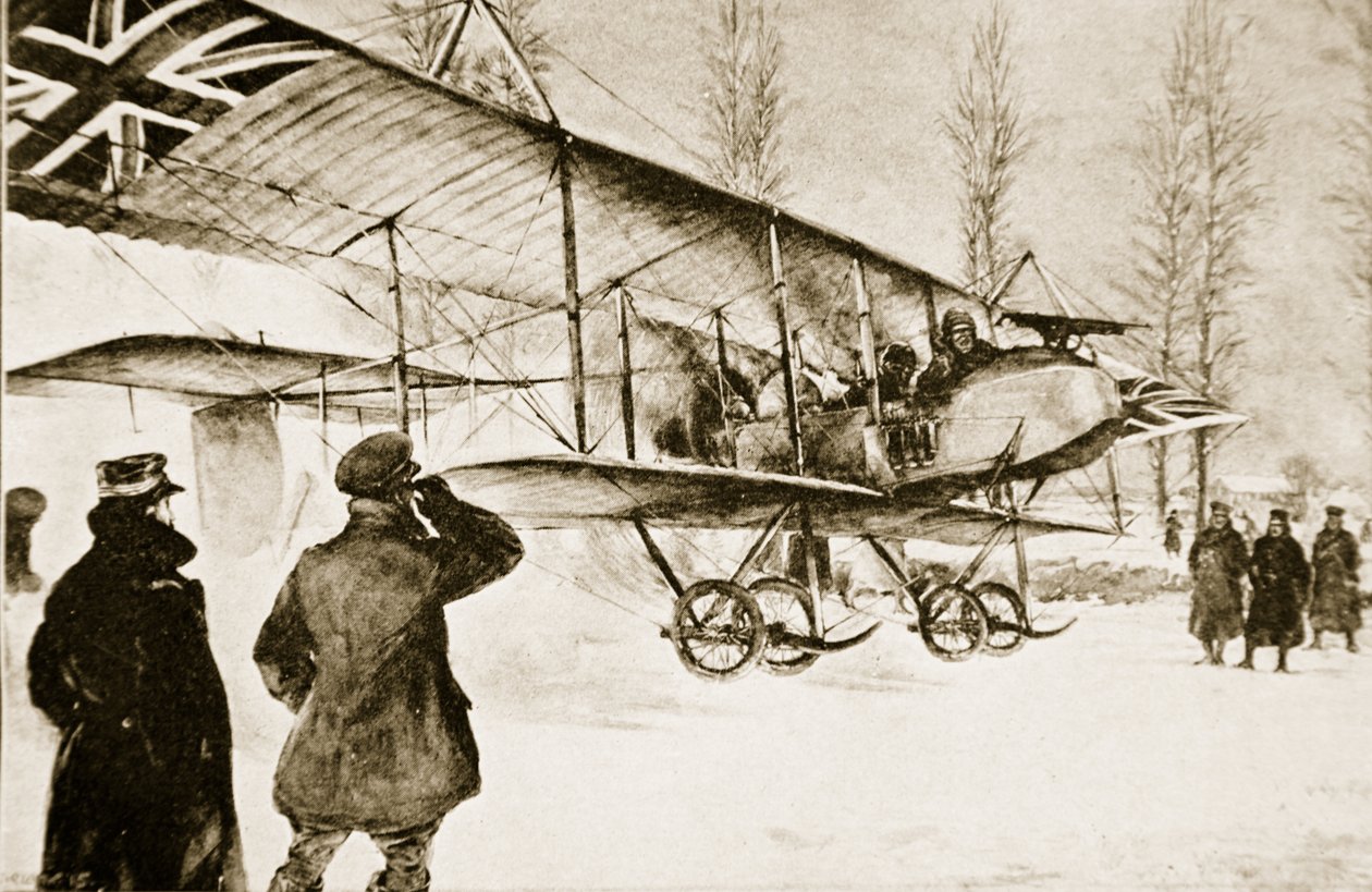 Aseistettu brittiläinen kaksitaso, joka alkaa päämajasta lähellä Hollebekeä, 1914-1919 tekijältä English School