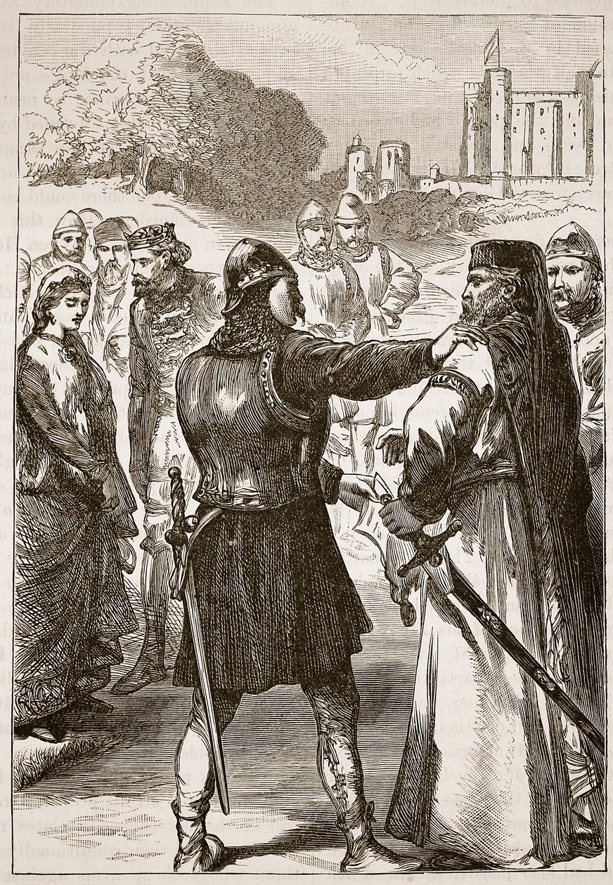 Gloucesterin herttuan pidätys, kuvitus Cassells Illustrated History of Englandista (seepiakuva) tekijältä English School